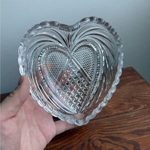 Vintage Heart Shaped EAPG Glass Trinket Candy Catch All Dish Tray